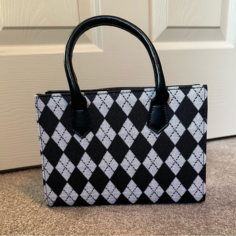 Black and White Argyle Hand Bag NWOT